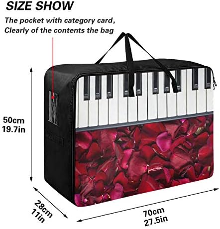 Saco de armazenamento de roupas emelivor forçado para colcha - Chaves de piano de grande capacidade com a bolsa de Rose Organizers com