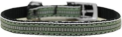 Mirage Pet Products Fripes Preppy Stripes 3/8 Nylon Dog Collar com fivela clássica, tamanho 14, verde/branco