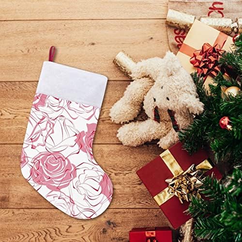 Rosas rosa Christmas Witking Socks Christmas Socks Pouch House Família Decoração de Natal