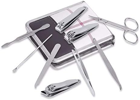 Ilazi 9pcs tamanho portátil Viagem Kit de clipper de unhas de aço inoxidável Cuidado com unhas baratas Tweezer Scissor Manicure Set