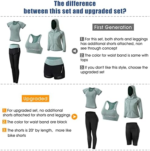 Conjunto de roupas de treino feminino 5 PCs Exercício de roupas atléticas Conjunto
