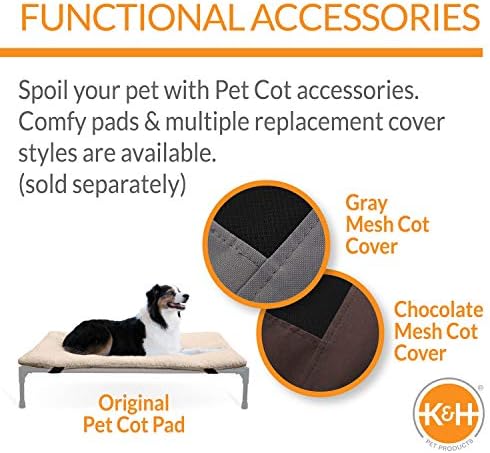 K&H Products Pet Products Refriamento Cama de cachorro elevada Cama de cachorro elevada ao ar livre com malha respirável lavável,