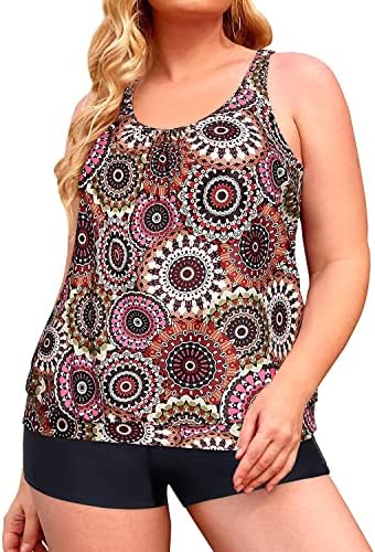 Yonique plus size tankini maiôs para mulheres tampas tankini com shorts de natação dois ternos de banho