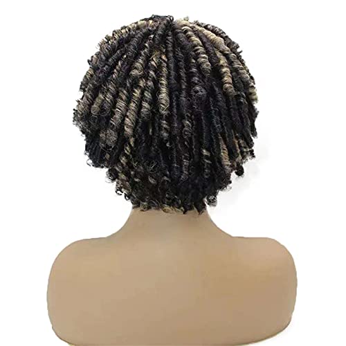 Wiginway Curly curto dreadlock roll torce 50% cabelos humanos fashio preto com destaques dourados para mulheres negras meninas 9,5