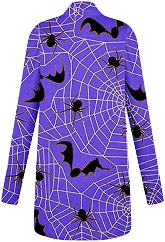 2022 Cardigã de abóbora feminina de Halloween, mangas compridas abertas de camada de suéter solto de fit tops casuais