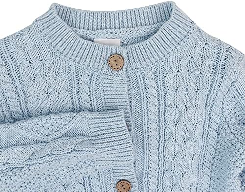 Infantil menino de garotos cardigan sweater de crochê de criança malha de malha grossa moletom de botão de botão para cima