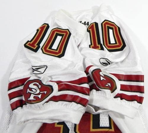 2007 San Francisco 49ers #10 Jogo emitiu White Jersey 44 81 - Jerseys não assinados da NFL usada