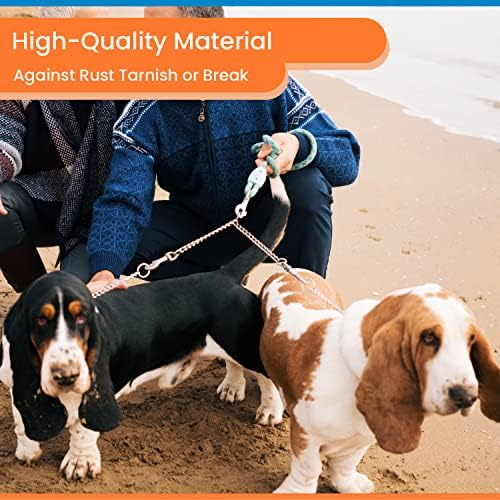 Cadeia de metal iunpvet coleira de cachorro duplo, qualidade premium de qualidade de duas maneiras de treinar a pé de animais de estimação,