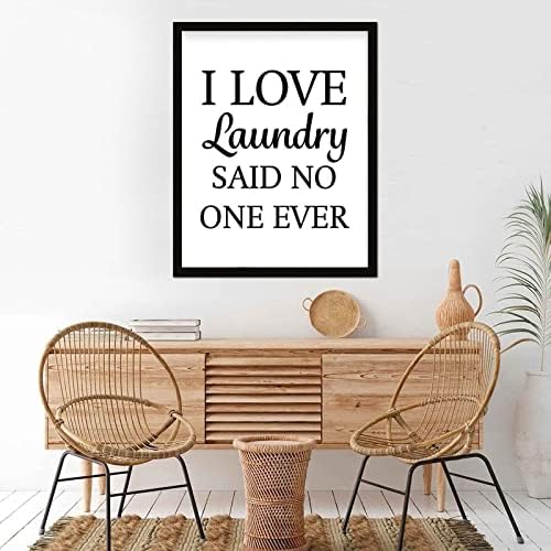 Alioyoit Wooden Sinais com frase que eu amo lavanderia disse que ninguém nunca é um estilo chique em uma placa de madeira