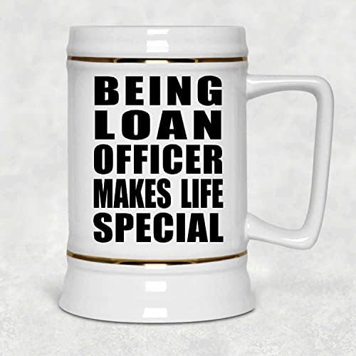 Designsify Ser Oficial de Empréstimos torna a Life Special, 22oz de cerveja caneca de caneca de cerâmica com alça para