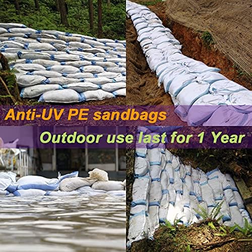 Jumbulk Branco vazio 19 x 24 tecidos sacos de areia, proteção UV, anti-UV 1 ano, com laços, sacos de areia para inundações,