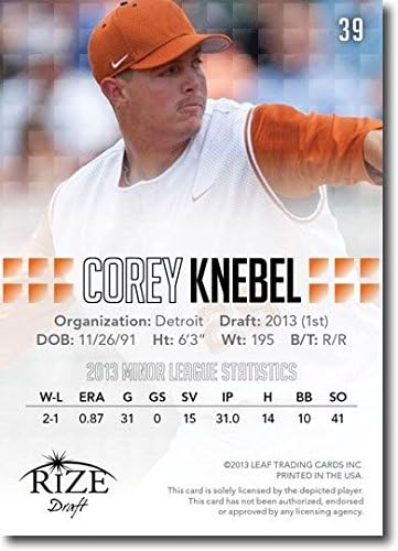 Corey Knebel 2013 Rize Rookie Pink Paragon RC LE/200