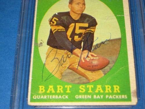 Bart Starr assinou 1958 Topps Card 66 Beckett autenticado - Cartões de futebol autografados da NFL