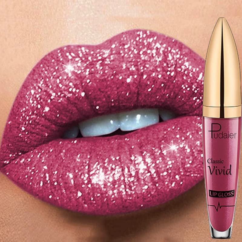 Skinge Glitter Lip Gloss Sexy Charm Lip Glaze Diamond Lipstick Líquido brilhante à prova d'água Hidratante Longo Hidratante Non Stick Copo Maquiagem