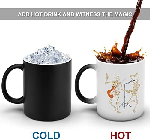 Skeleton Concert Music Halloween Creative Descoloration Creamic Coffee Cuplet Heat Mug Kren Funny for Home Office