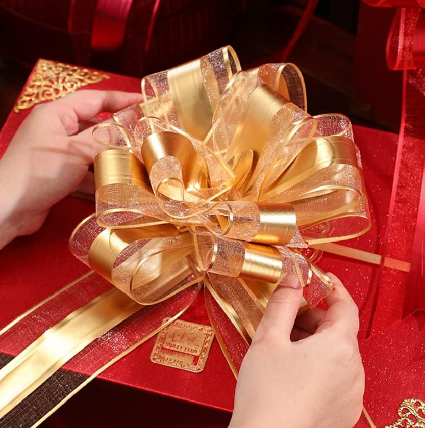 20pcs 6 Pull Pull Bow Gift Bows, arco de tração larga com fita para cestas de presente de casamento, árvore de Natal, embrulho