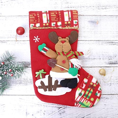 Abaodam Creative Christmas Socks Saco de presente pendurado bolsa de armazenamento bolsa de doces festivo em contêineres pendurados ornnamen para crianças- alce