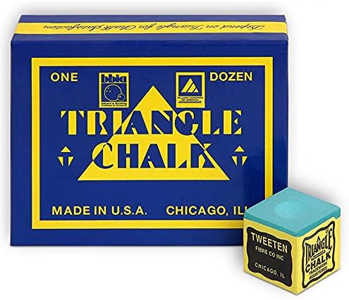 Triângulo Billiard Pool Cue Chalk - 1 dúzia - Feito nos EUA + 2 PCs de manchas de mesa de bilhar de qualidade pela Tweeten Fiber Co.