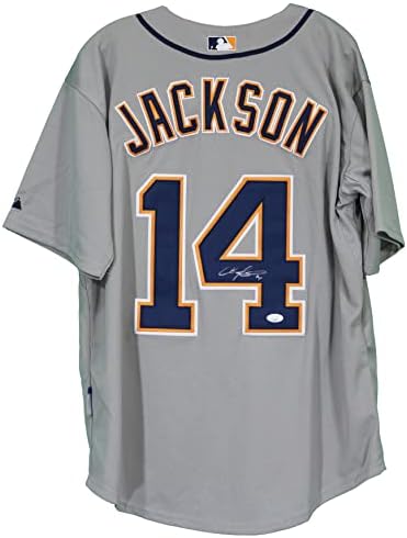 Austin Jackson Detroit Tigers assinou autografado cinza 14 Jersey JSA COA
