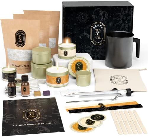 Griime Complete Candle Making Kit - Ceas de vela para adultos e crianças - criações domésticas perfumadas, cera de soja,