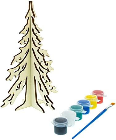 Bestpysanky inacabado de madeira 3d árvore de natal cototet kit de artesanato diy 13 polegadas