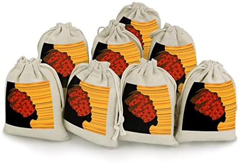 Belas bolsas de armazenamento para mulheres africanas Bolsas de doces de doces Reutilizável e compacto Pocket Pack Pack 8pcs