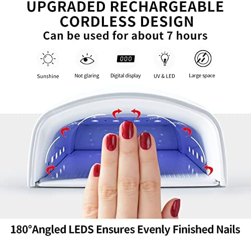 Lâmpada de unha UV LED, luz UV para unhas, lâmpada de unha UV recarregável com sensor automático, secador de unhas sem fio para esmalte