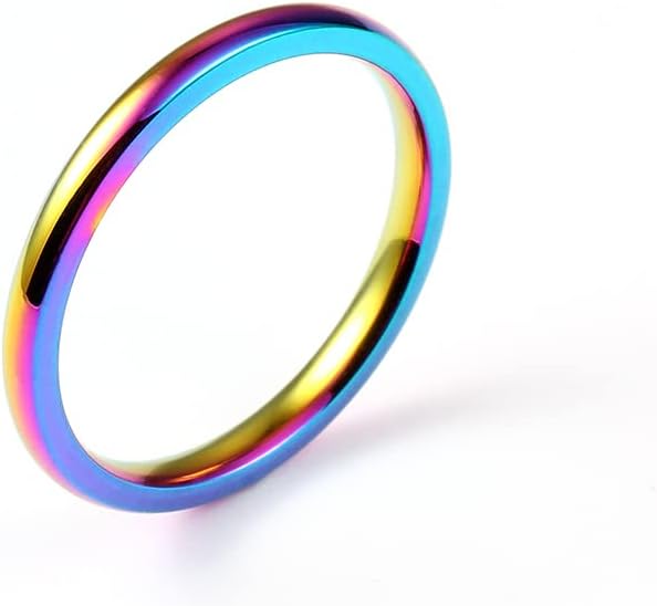 Kolesso 2mm arco-íris 316 anel para homens e mulheres-93510