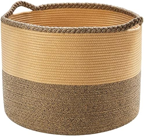 Cesta de corda de algodão Turntexte, 22 '' x16 '' cesta de armazenamento de cobertor super grande, cesta de lavanderia grande com alças