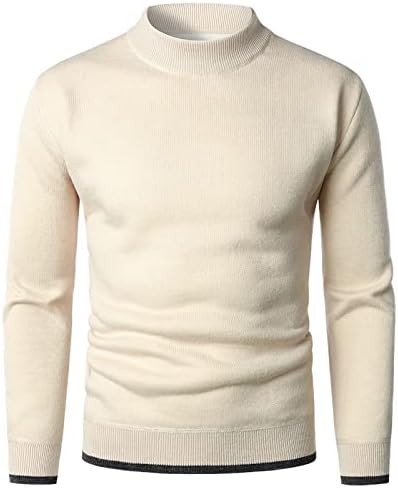 Men de cor sólida Men com suéter de gola alta de gola alta diária blusa de algodão macio de algodão pendular Sweater Sweetshirt