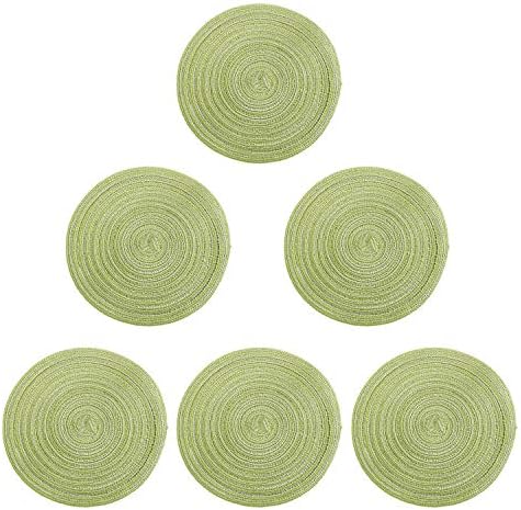 6 peças Placemats redondos tecidos Placemats não deslizam tapetes de mesa de mesa Placemats laváveis ​​resistentes ao calor