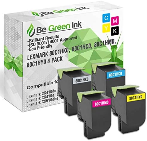 BE Green Ink Compatível com Toner Compatível com tinta Cartucho para Lexmark CX410 C410DE CX410DTE CX150 CX510DE CX510DE - 80C1HK0 801HK 80C1HC0 801HC 80C1HM0 801HM 80C1HY0 801HY Toneador