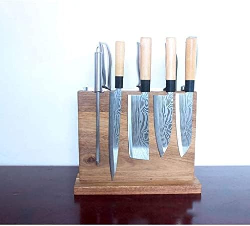 Szcurc Suporte de faca individual Bloco de faca real Bloco de faca de dupla faca, bloqueio do organizador da faca, doca de faca, porta-tesoura de cozinha, suporte de faca fortemente magnético