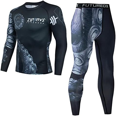 Conjunto de duas peças masculina e rápida secagem de esportes de fundo quente Camisa quente Pullover do pescoço T Colete T And calça