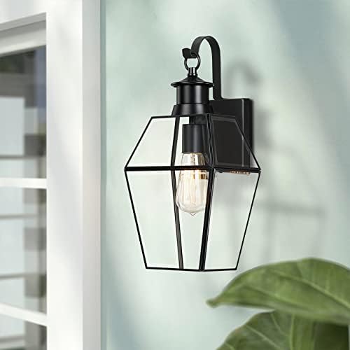 MRSCONCE Brass Luzes de parede ao ar livre, 17 h grandes luminárias externas de parede à prova d'água, luzes da varanda preta da varanda com vidro transparente para pátio de casa, garagem, porta, corredor