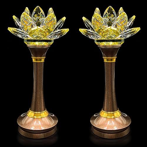 1 par Lâmpada de flor de lótus LED colorida - Puxa 7 Lâmpada de cristal de cristal de colorido para altar budista de gabinete