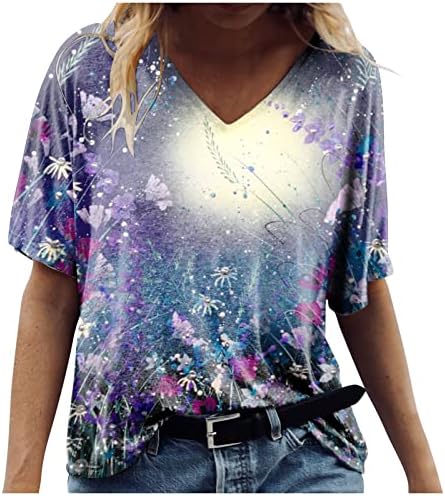 Camiseta de verão para mulheres 2023 Moda Summer Summer Sexy Vold Fold Fold Pried Mulheres regulares Mangas curtas Button