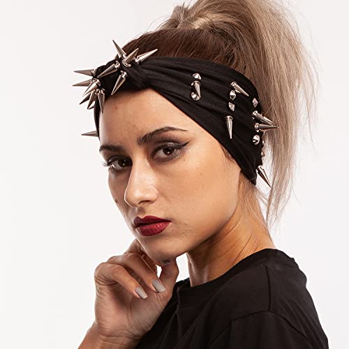 Bandas de cabeça cravejadas para mulher de metal artesanal punk rock rock elástico Acessórios para cabelos de cabelos elásticos