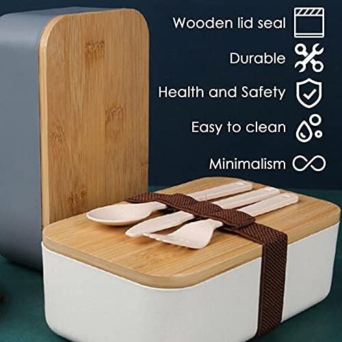 WJCCY Bamboo Fiber Lunch Bow Box Conjunto para adultos e crianças em contêiner de armazenamento de alimentos