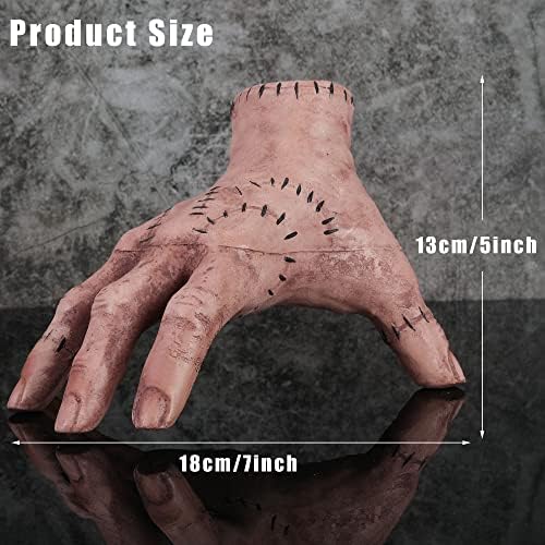 Quartas -feiras Mão Addams Aderentes da mão, LATEX Fake Hand Toys Scary Realistic Cosplay Hand Gothic Prop Spooky Home Decora,