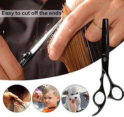 Tesoura de corte de cabelo em casa, ， Professional 9 PCs Hairdressing tesouras pretas ， kit de tesoura de corte de corte de aço