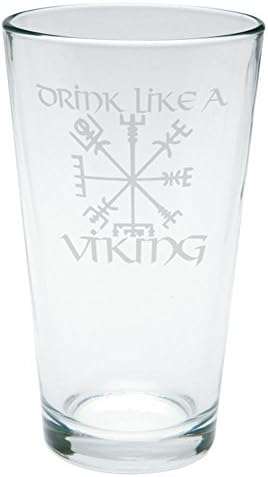 Glória antiga bebe como um Viking Vegvisir Nordic Compass Bepits Graxed Pint Glass Clear Glass Standard One Tamanho