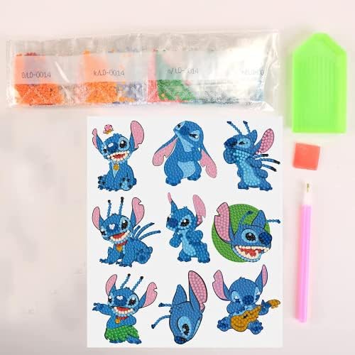 9pc 5d Diam Diamond Painting Stickers Kits para crianças Iniciantes adultos, Diamond Art Mosaic adesivos divertidos