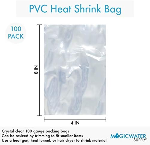 4x8 polegadas inodoras, claras, 100 guia, sacos de embrulho de encolhimento de calor de PVC para presentes, embalagem, projetos
