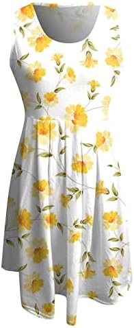 Vestidos florais boho femininos vestidos de tanque de praia casual de verão colheita pescoço na cintura alta mini vestido de vestido