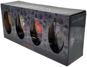 Conjunto de vidro colecionável de Game of Thrones - Stark, Targaryen, Lannister, Greyjoy - Qualidade Premium - 16 oz. Capacidade
