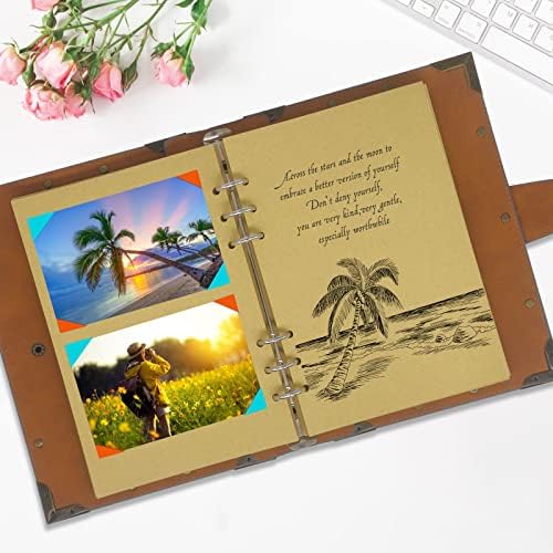 Seehan A5 Binder Blank Journal Leather Notebook Recilable A5 Journals for Writing Desenho de 200 páginas, Livro de desenho vintage Jornal de viagem para meninas