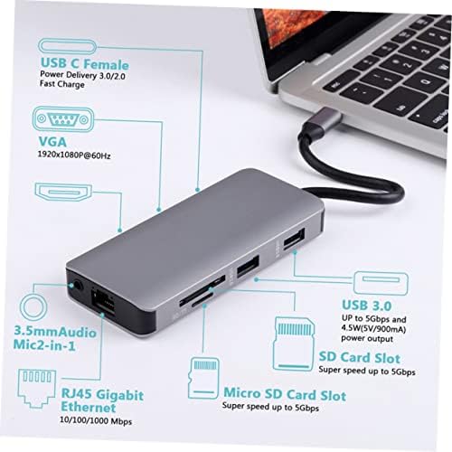 Solustre USB Hubs 9 1 Tipo USB em C Grey Notebook Reader Drives de desktop para/adaptador de cubo para flash mbps hubs
