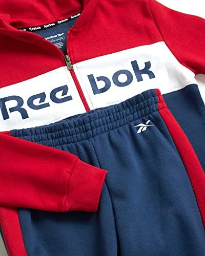 Sorto de Sorto dos Meninos Reebok - Selta de moletom com capuz zip ativo e calça de moletom