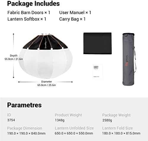 Smallrig RA-L65 Lanterna Softbox Redução rápida etapa, modificador de luz de 26 polegadas com portas de celeiro de tecido, difusor